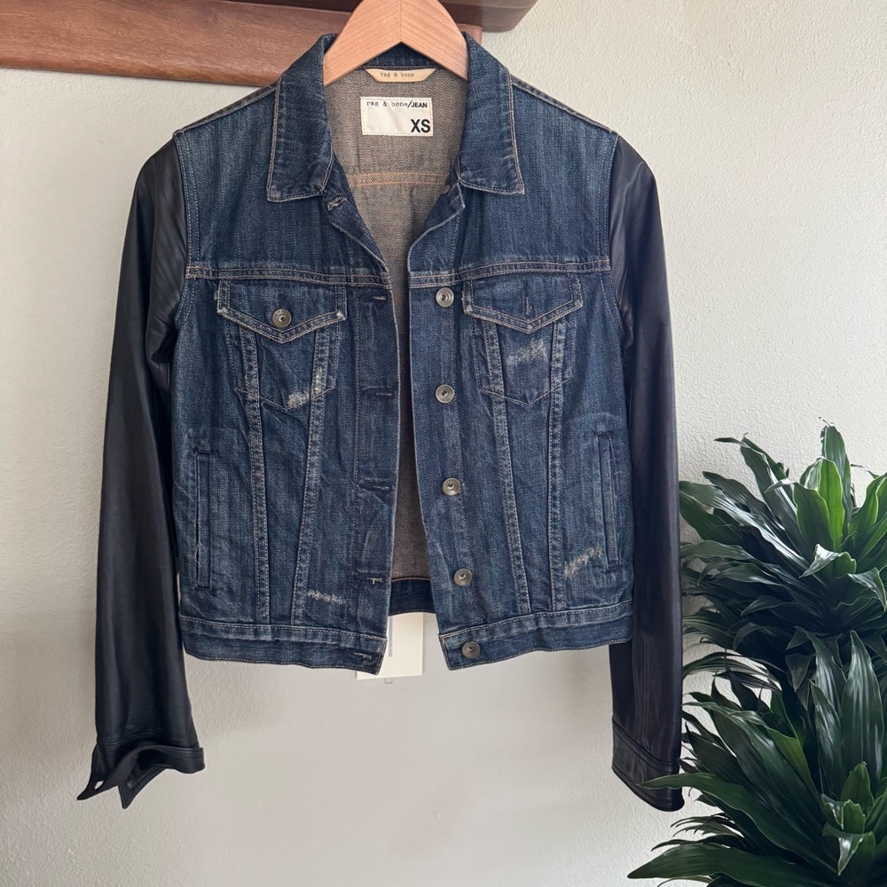 rag & bone denim and lamb leather jacket xs